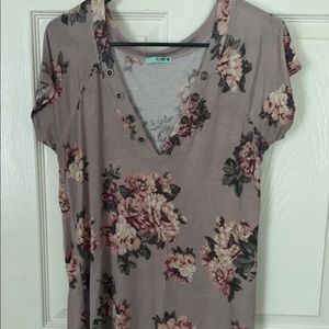Deep V floral top